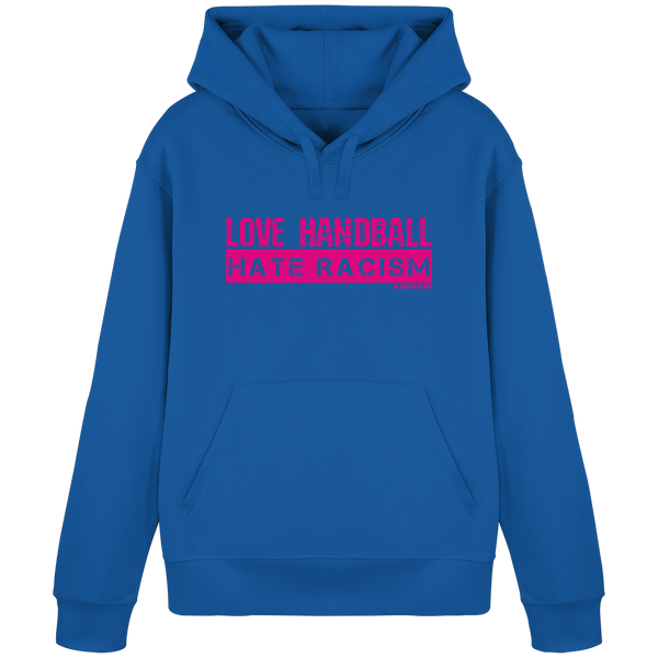 N.O.S.W. BLOCK Handball Hoodie „LOVE HANDBALL HATE RACISM“ – magenta Druck
