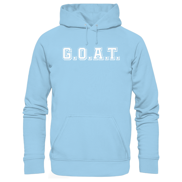 N.O.S.W. BLOCK Fanblock Organic Basic Hoodie „G.O.A.T.“ – sky blue