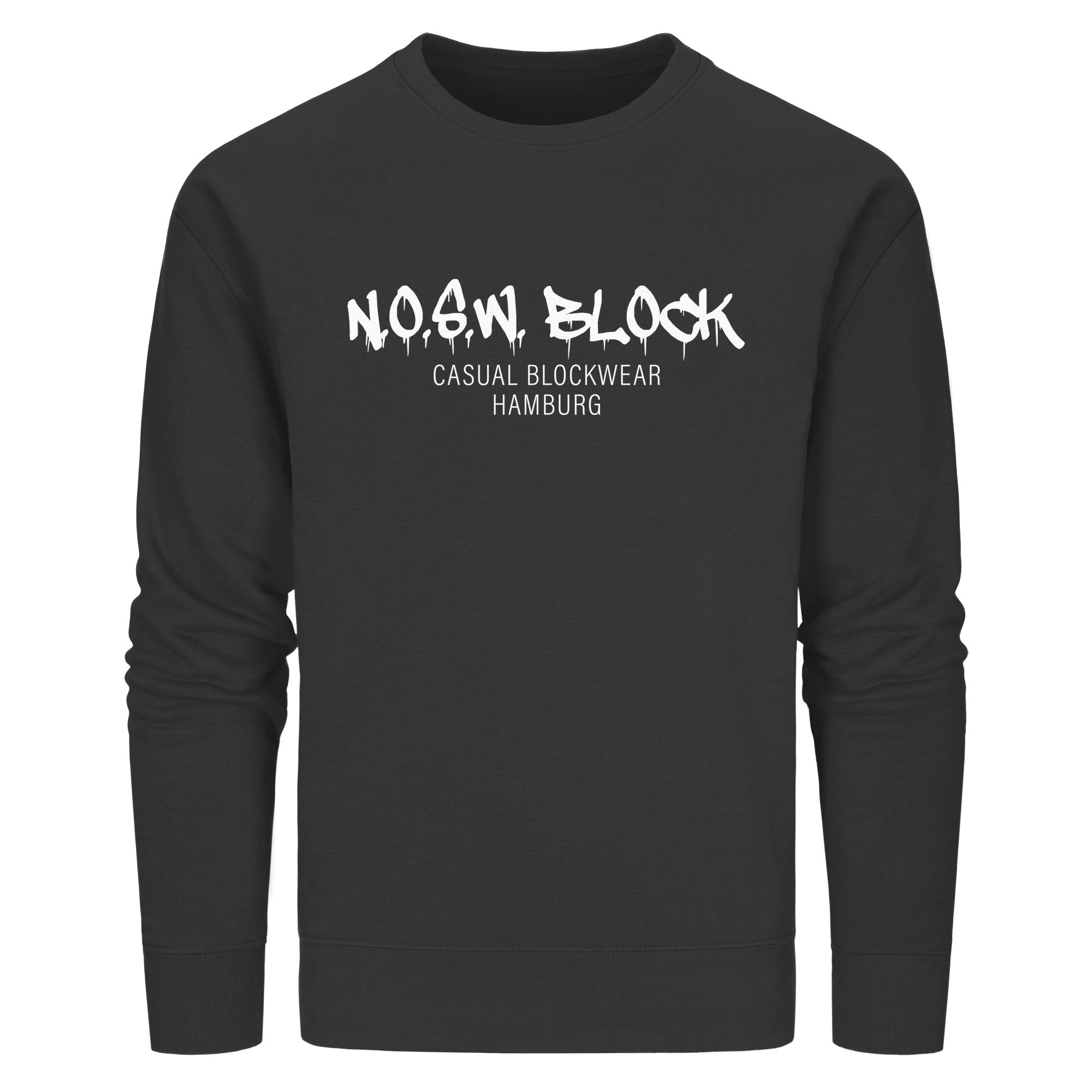 N.O.S.W. BLOCK Sweater "N.O.S.W. BLOCK CASUAL BLOCKWEAR HAMBURG" Männer Organic Kapuzenpullover black