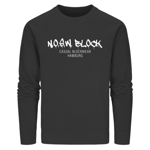 N.O.S.W. BLOCK Sweater "N.O.S.W. BLOCK CASUAL BLOCKWEAR HAMBURG" Männer Organic Kapuzenpullover black