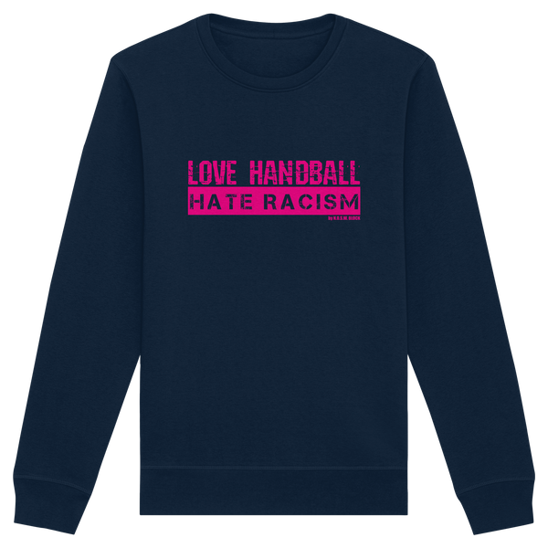 "LOVE HANDBALL HATE RACISM" magenta - Organic Basic Unisex Sweatshirt