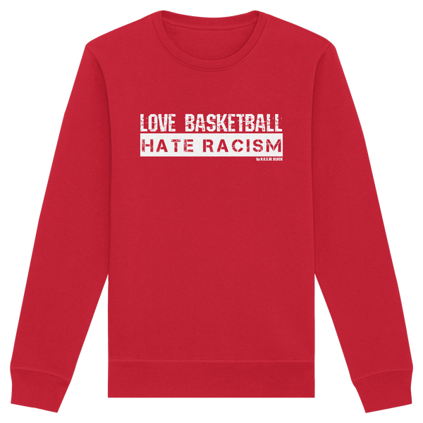 N.O.S.W. BLOCK Gegen Rechts Sweater "LOVE BASKETBALL HATE RACISM" Männer Organic Basic Sweatshirt red