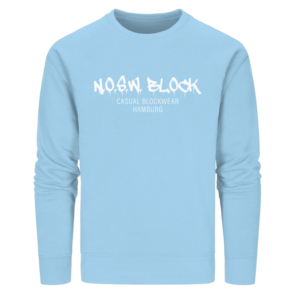 N.O.S.W. BLOCK Sweater "N.O.S.W. BLOCK CASUAL BLOCKWEAR HAMBURG" Männer Organic Kapuzenpullover sky bue