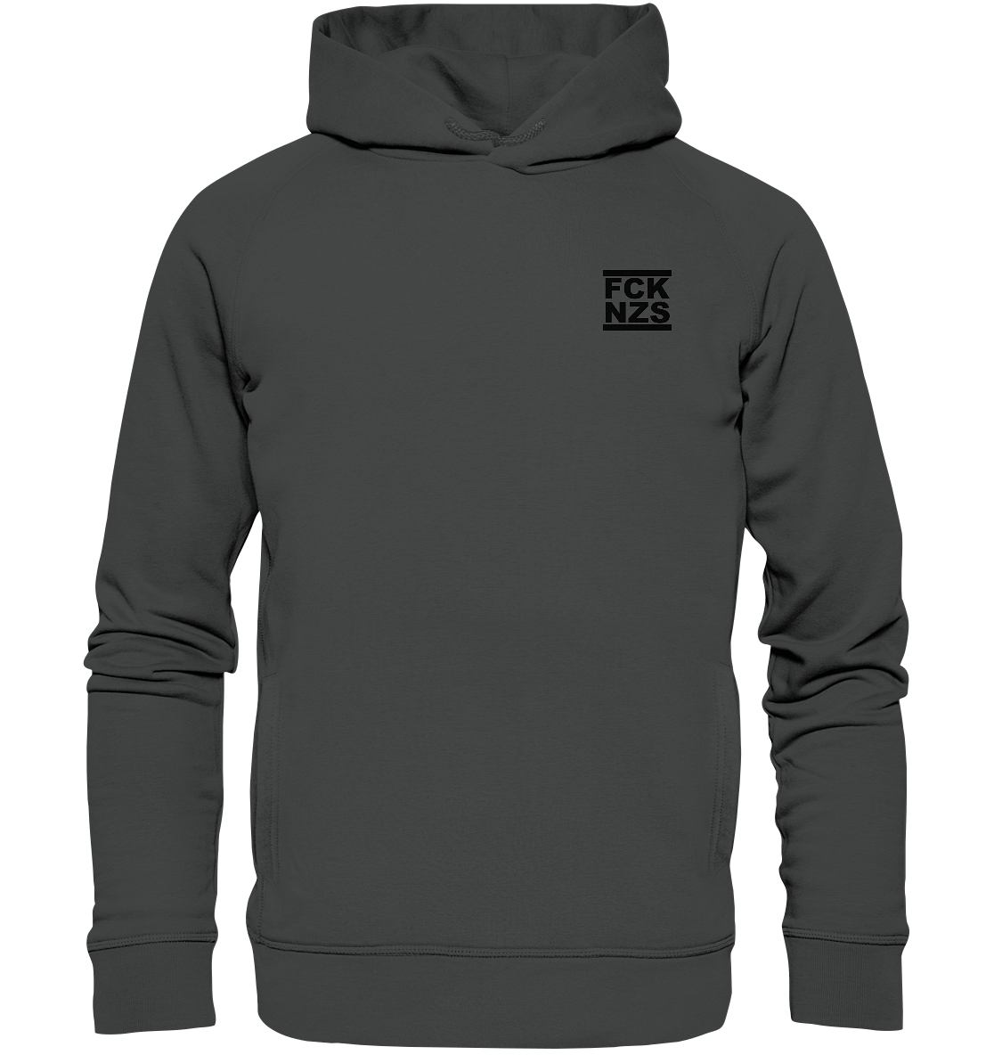 N.O.S.W. BLOCK Gegen Rechts Hoodie "FCK NZS" Männer Organic Fashion Kapuzenpullover anthrazit
