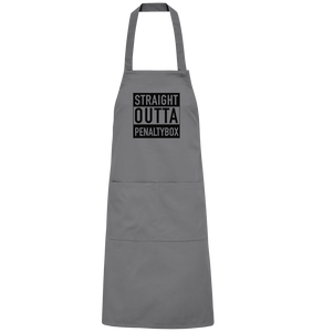 N.O.S.W. BLOCK Homestuff Schürze "STRAIGHT OUTTA PENALTYBOX" Organic Grillschürze dark grey