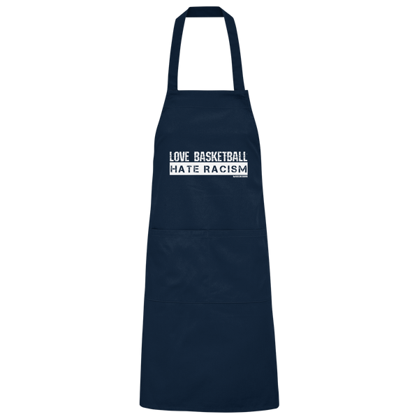 N.O.S.W. BLOCK Homestuff Schürze "LOVE BASKETBALL HATE RACISM" Organic Grillschürze navy