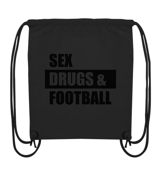 N.O.S.W. BLOCK Fanblock Gym Bag "SEX, DRUGS &  FOOTBALL" Organic Turnbeutel black