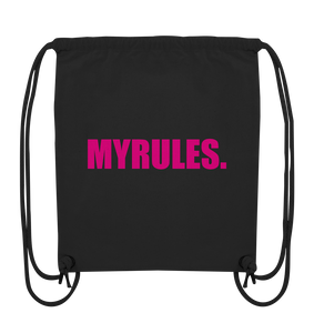 N.O.S.W. BLOCK Shirt "MYRULES." Girls Organic T-Shirt (100% Bio-Baumwolle) - Organic Gym-Bag