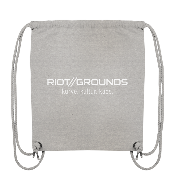 RIOT//GROUNDS Fanblock Tote-Bag "RIOT//GROUNDS kurve. kulture. kaos." Organic Turnbeutel heather grey