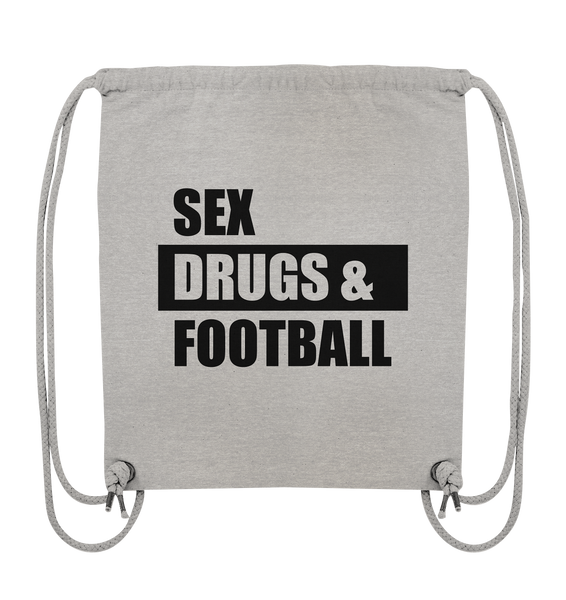 N.O.S.W. BLOCK Fanblock Gym Bag "SEX, DRUGS &  FOOTBALL" Organic Turnbeutel heather grey