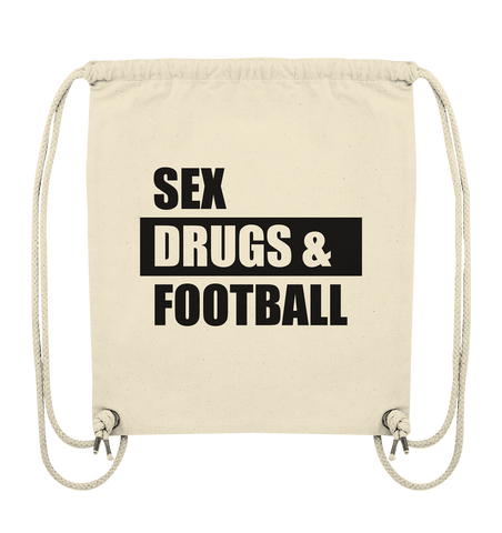 N.O.S.W. BLOCK Fanblock Gym Bag "SEX, DRUGS &  FOOTBALL" Organic Turnbeutel natural raw