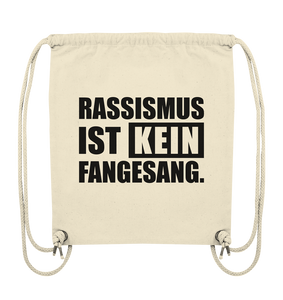 N.O.S.W. BLOCK Fanblock Gym Bag "RASSISMUS IST KEIN FANGESANG." Organic Turnbeutel natural raw