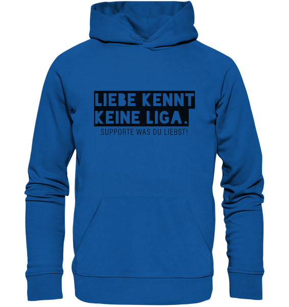 N.O.S.W.BLOCK Fanblock Hoodie "LIEBE KENNT KEINE LIGA." Männer Organic Kapuzenpullover blau