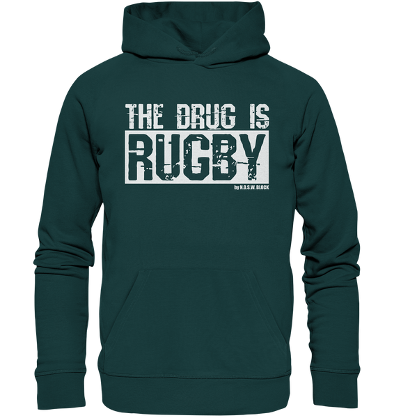 Hoodie "THE DRUG IS RUGBY" - Organic Hoodie