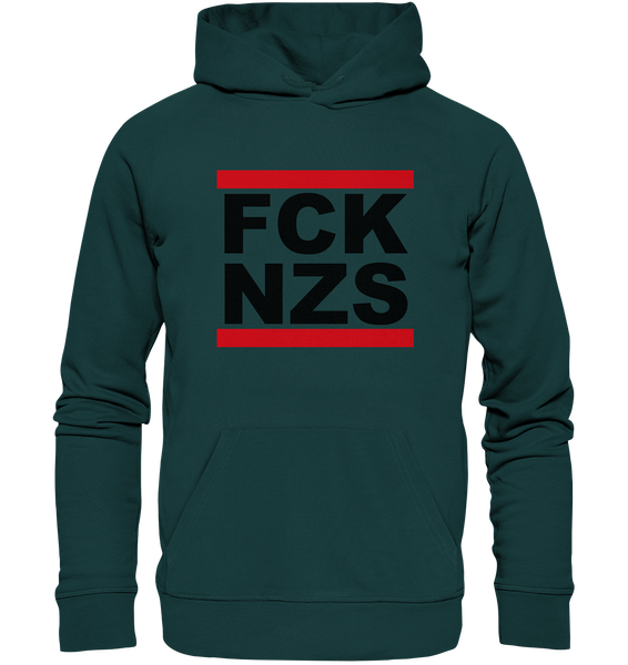 N.O.S.W. BLOCK Gegen Rechts Hoodie "FCK NZS" Organic Kapuzenpullover glasgrün
