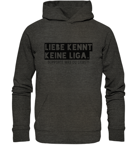 N.O.S.W.BLOCK Fanblock Hoodie "LIEBE KENNT KEINE LIGA." Männer Organic Kapuzenpullover dark heather grau