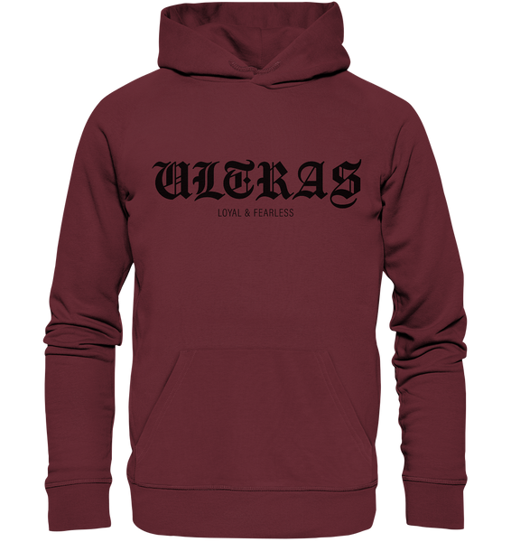 RIOT//GROUNDS Hoodie "ULTRAS LOYAL & FEARLESS" Männer Organic Kapuzenpullover burgundy