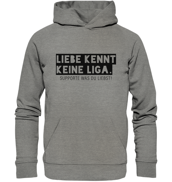 N.O.S.W.BLOCK Fanblock Hoodie "LIEBE KENNT KEINE LIGA." Männer Organic Kapuzenpullover mid heather grau