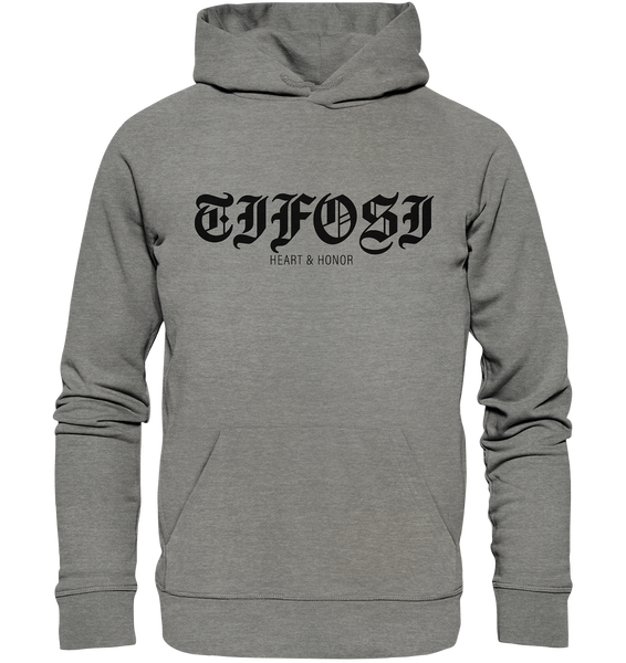 RIOT//GROUNDS Hoodie "TIFOSI HEART & HONOR" Männer Organic Kapuzenpullover mid heather gry