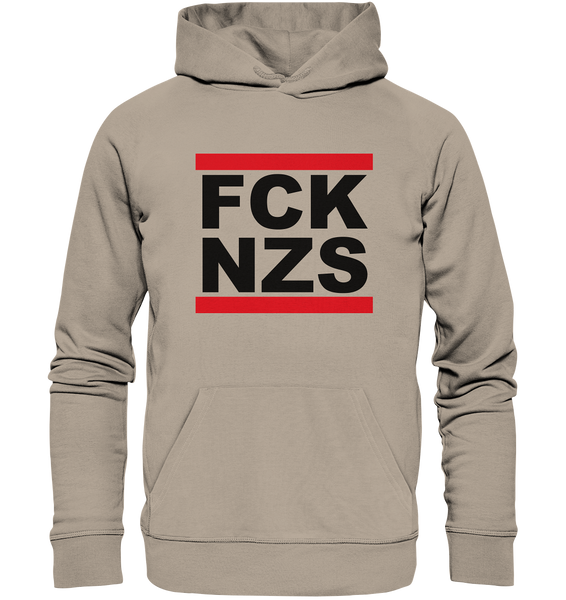 N.O.S.W. BLOCK Gegen Rechts Hoodie "FCK NZS" Organic Kapuzenpullover wüstenstaub