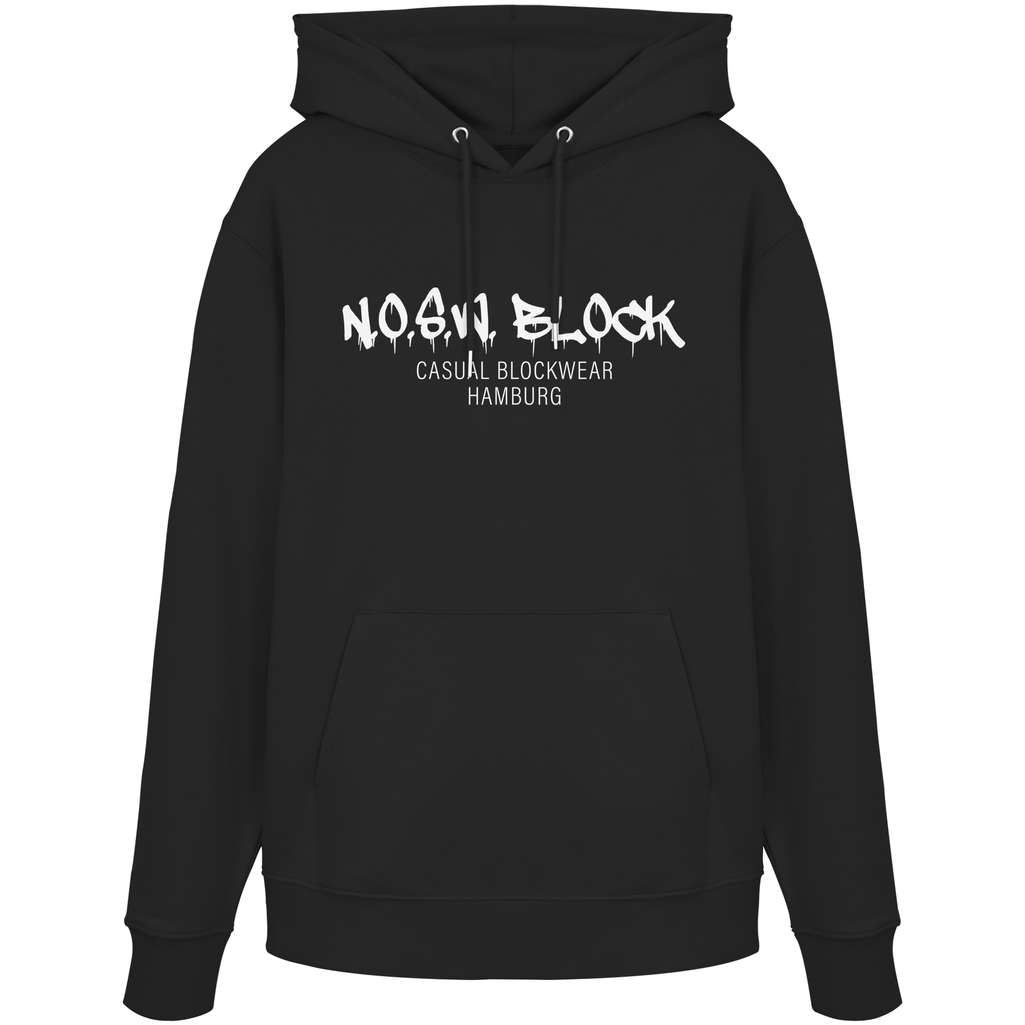 N.O.S.W. BLOCK Hoodie "N.O.S.W. BLOCK CASUAL BLOCKWEAR HAMBURG" Männer Organic Kapuzenpullover black