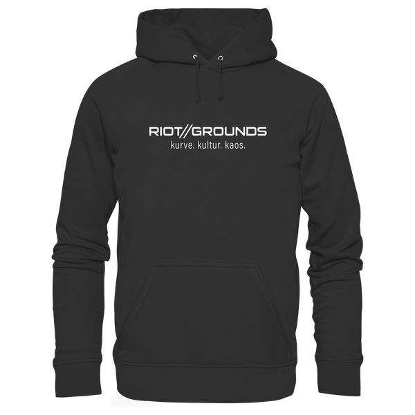 Fanblock Hoodie "RIOT//GROUNDS kurve. kulture. kaos." Organic Kapuzenpullover black