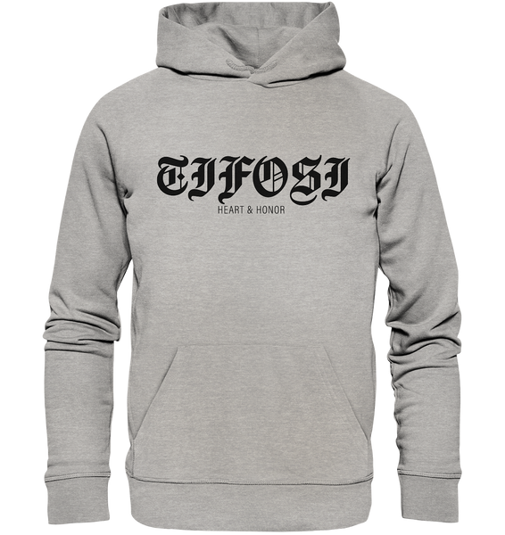 RIOT//GROUNDS Hoodie "TIFOSI HEART & HONOR" Männer Organic Kapuzenpullover heather grey