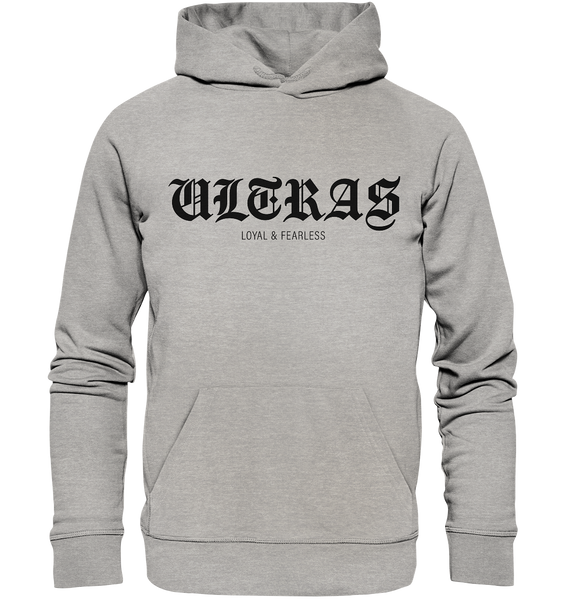 RIOT//GROUNDS Hoodie "ULTRAS LOYAL & FEARLESS" Männer Organic Kapuzenpullover heather grey