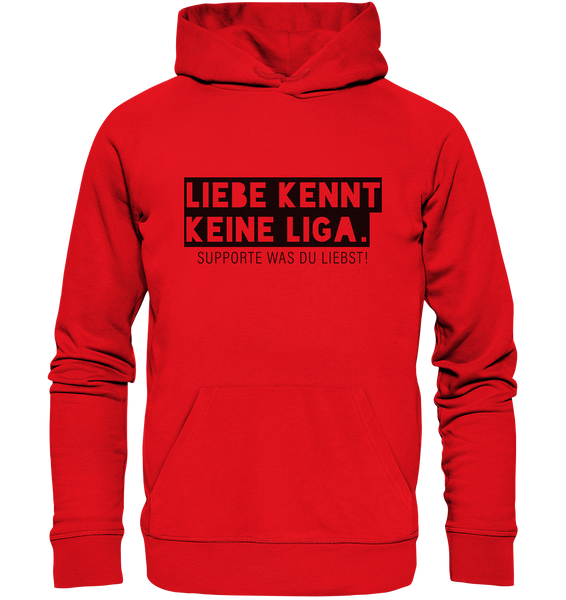 N.O.S.W.BLOCK Fanblock Hoodie "LIEBE KENNT KEINE LIGA." Männer Organic Kapuzenpullover rot