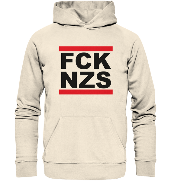 N.O.S.W. BLOCK Gegen Rechts Hoodie "FCK NZS" Organic Kapuzenpullover naturrohling