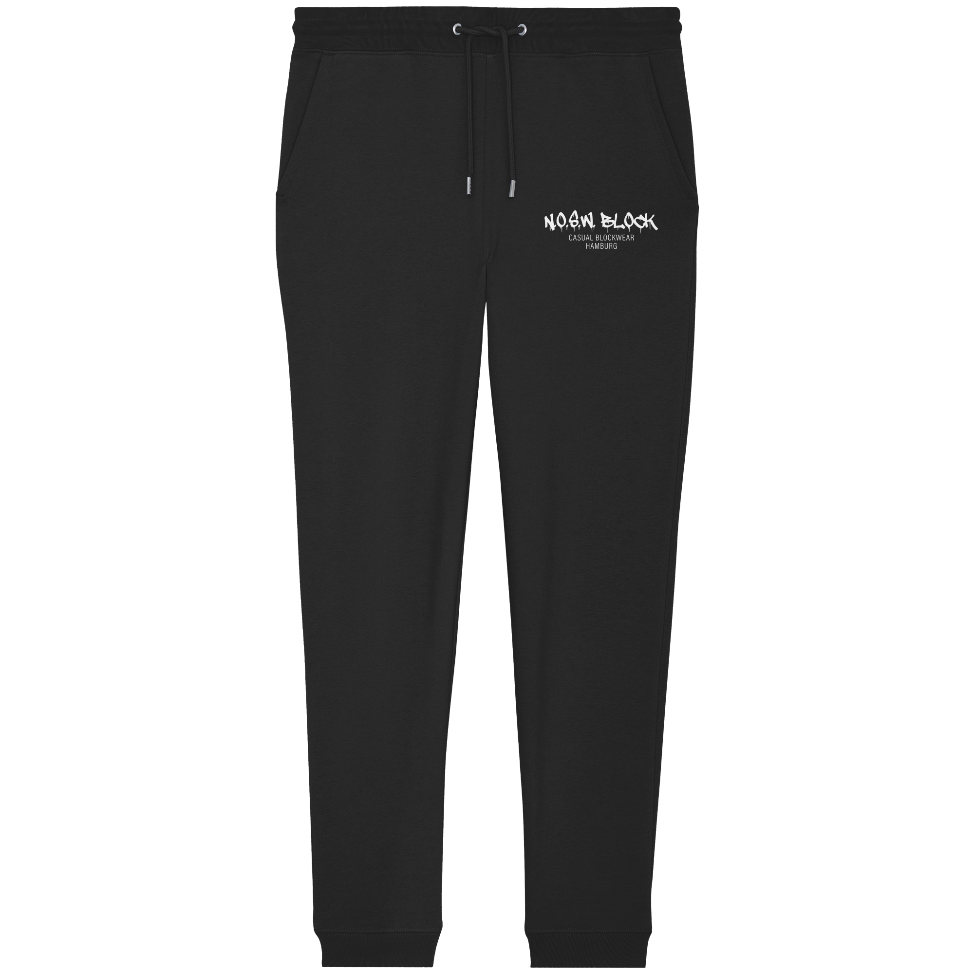 N.O.S.W. BLOCK Jogginghose "N.O.S.W. BLOCK CASUAL BLOCKWEAR HAMBURG" Organic Jogger Pants black