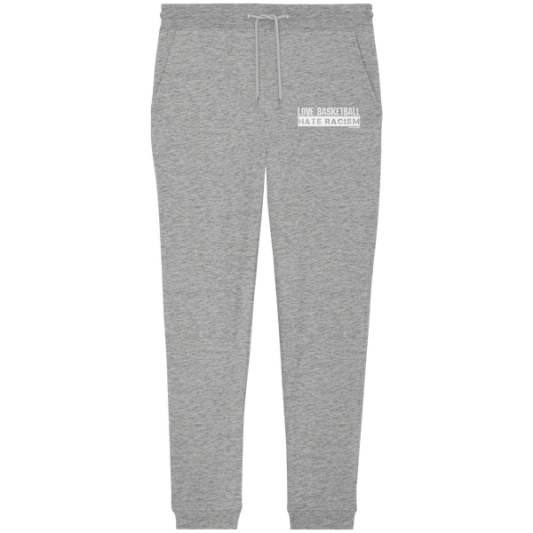 N.O.S.W. BLOCK Gegen Rechts Jogginghose "LOVE BASKETBALL HATE RACISM" Organic Jogger Pants heather grey