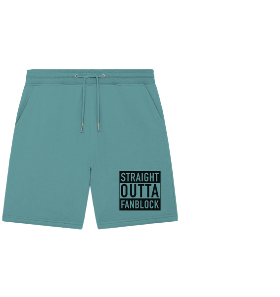 N.O.S.W. BLOCK Fanblock Shorts "STRAIGHT OUTTA FANBLOCK" Organic Jogger Shorts teal monserat