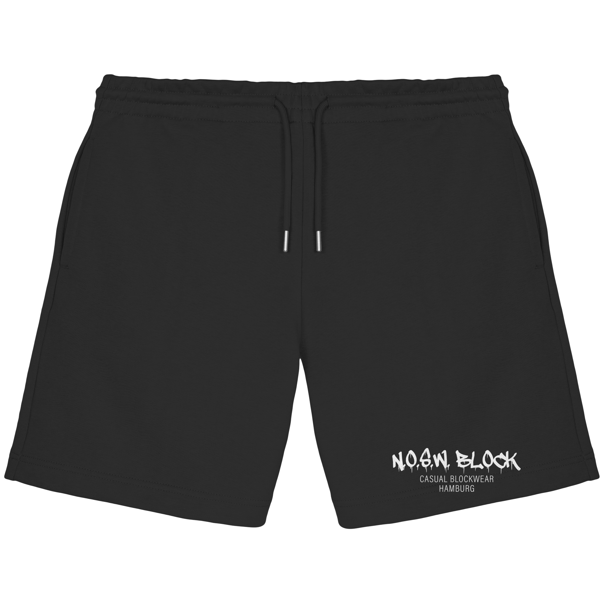 N.O.S.W. BLOCK Shorts "N.O.S.W. BLOCK CASUAL BLOCKWEAR HAMBURG" Organic Jogger Shorts black