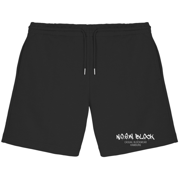 N.O.S.W. BLOCK Shorts "N.O.S.W. BLOCK CASUAL BLOCKWEAR HAMBURG" Organic Jogger Shorts black