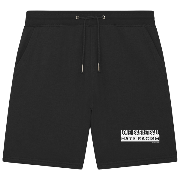 N.O.S.W. BLOCK Gegen Rechts Shorts "LOVE BASKETBALL HATE RACISM" Organic Jogger Shorts black