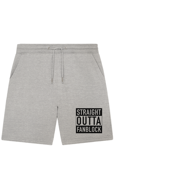 N.O.S.W. BLOCK Fanblock Shorts "STRAIGHT OUTTA FANBLOCK" Organic Jogger Shorts heather grey