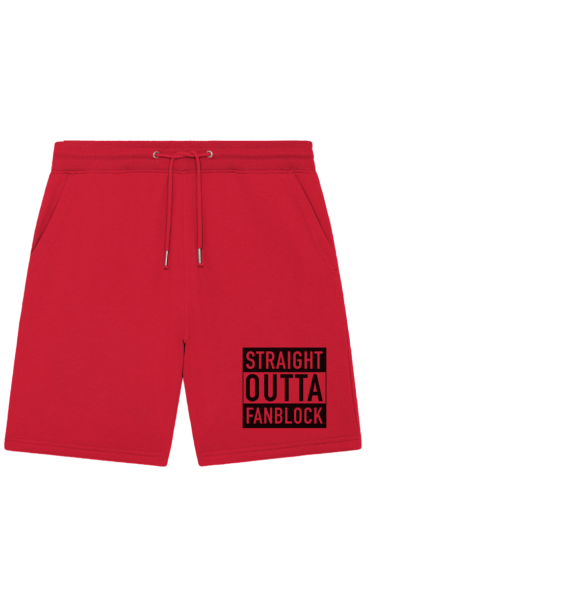 N.O.S.W. BLOCK Fanblock Shorts "STRAIGHT OUTTA FANBLOCK" Organic Jogger Shorts red
