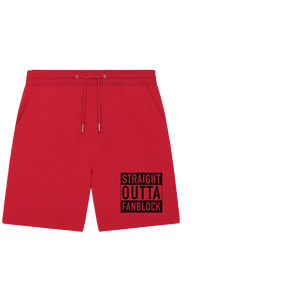 N.O.S.W. BLOCK Fanblock Shorts "STRAIGHT OUTTA FANBLOCK" Organic Jogger Shorts red