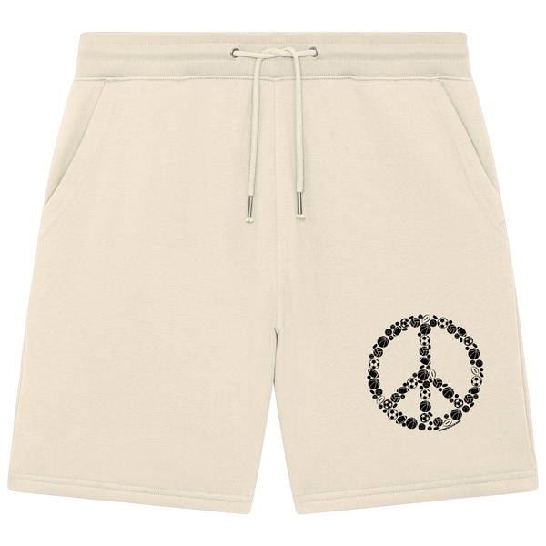 N.O.S.W. BLOCK Shorts "SPORTS FOR PEACE" Organic Jogger Shorts natural raw