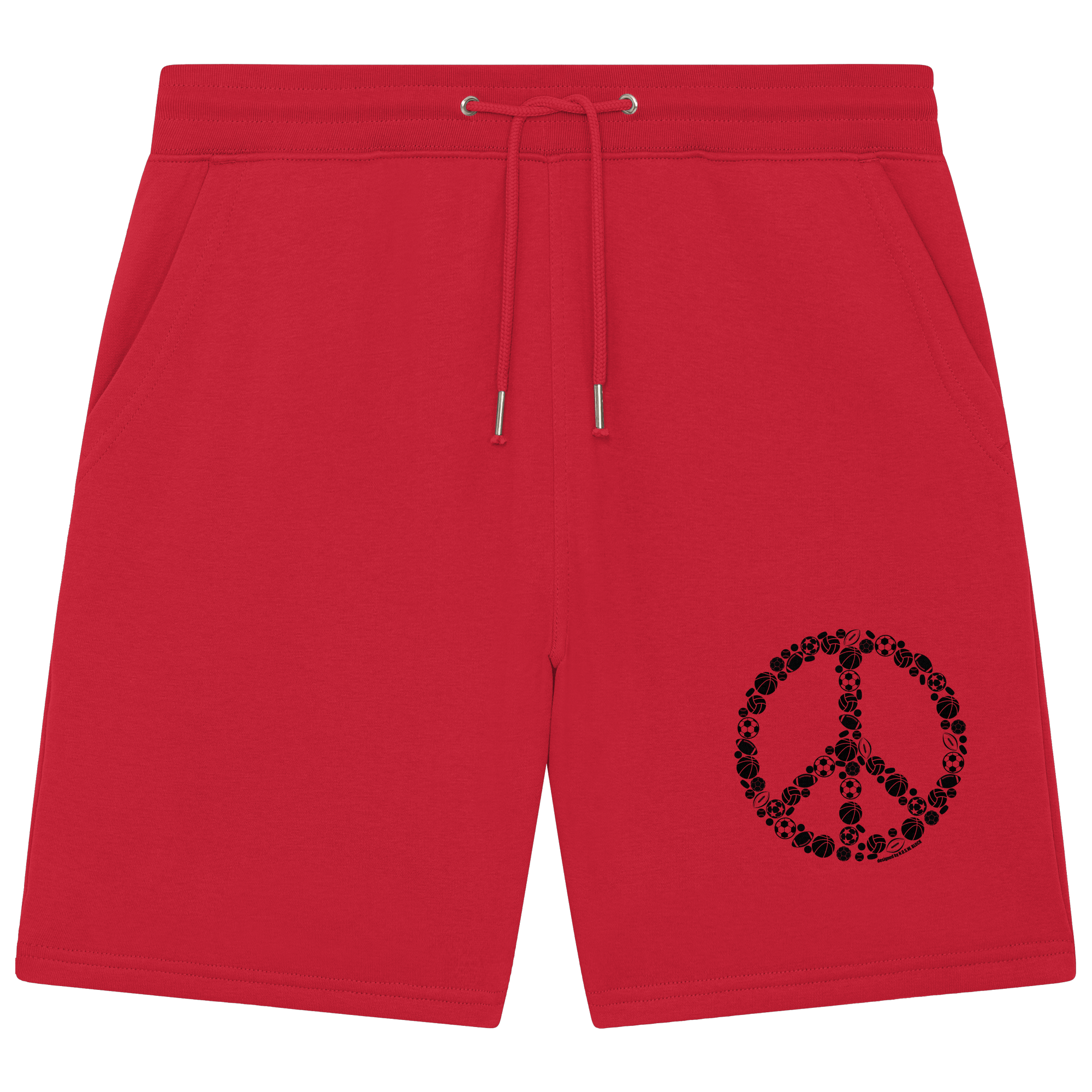 N.O.S.W. BLOCK Shorts "SPORTS FOR PEACE" Organic Jogger Shorts red