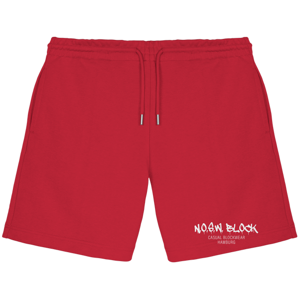 N.O.S.W. BLOCK Shorts "N.O.S.W. BLOCK CASUAL BLOCKWEAR HAMBURG" Organic Jogger Shorts red