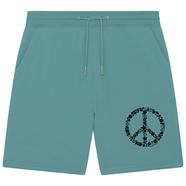 N.O.S.W. BLOCK Shorts "SPORTS FOR PEACE" Organic Jogger Shorts teal monstera