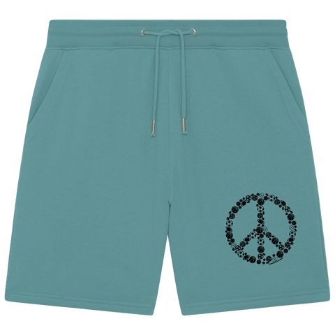 N.O.S.W. BLOCK Shorts "SPORTS FOR PEACE" Organic Jogger Shorts teal monstera