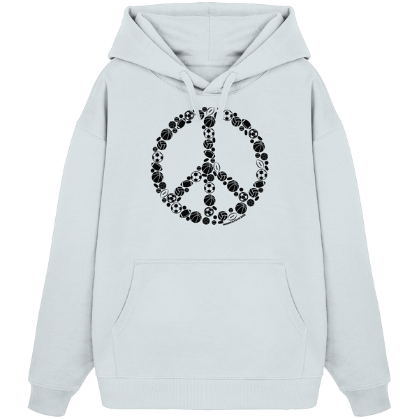 N.O.S.W. BLOCK Hoodie "SPORTS FOR PEACE" Girls Organic Oversize Kapuzenpullover blue ice