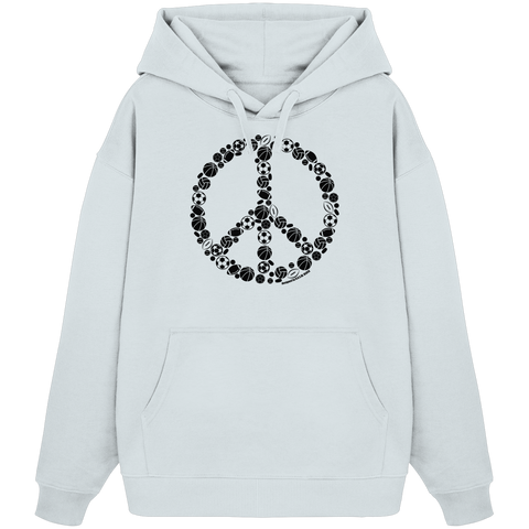 N.O.S.W. BLOCK Hoodie "SPORTS FOR PEACE" Girls Organic Oversize Kapuzenpullover blue ice