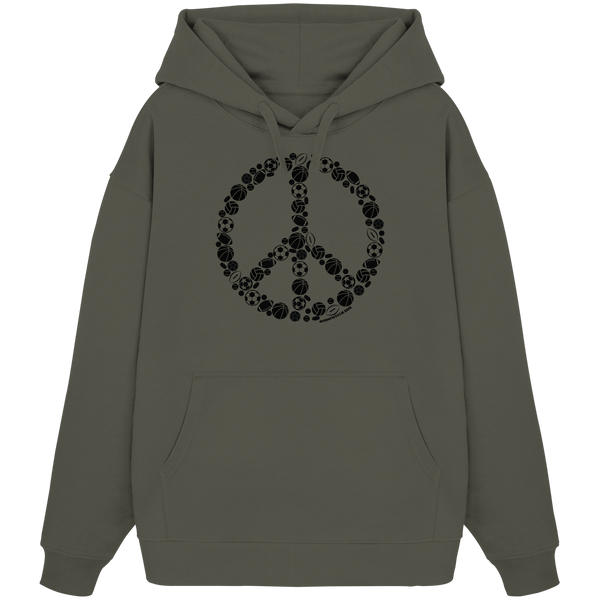N.O.S.W. BLOCK Hoodie "SPORTS FOR PEACE" Girls Organic Oversize Kapuzenpullover khaki
