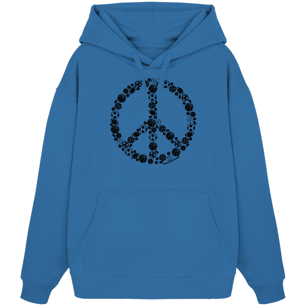 N.O.S.W. BLOCK Hoodie "SPORTS FOR PEACE" Girls Organic Oversize Kapuzenpullover mindful blue