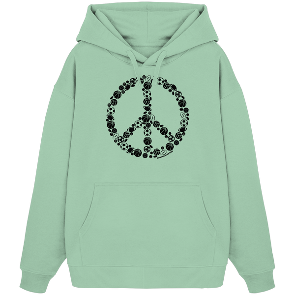 N.O.S.W. BLOCK Hoodie "SPORTS FOR PEACE" Girls Organic Oversize Kapuzenpullover misty jade