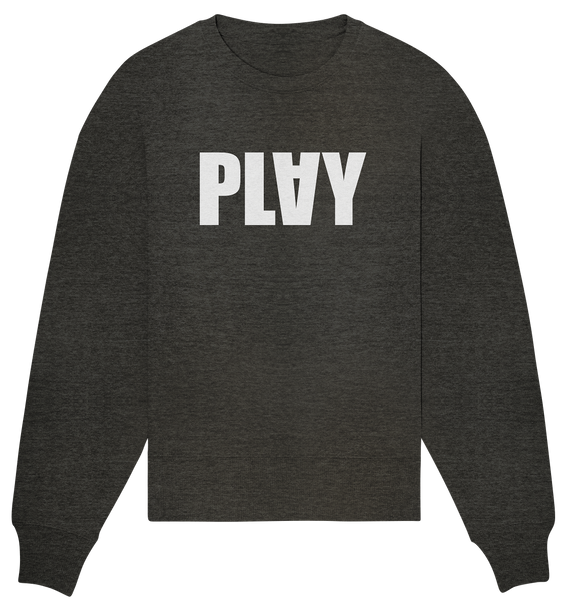 N.O.S.W. BLOCK Teamsport Sweater "PLAY" Girls Organic Oversize Sweatshirt dark heather grau